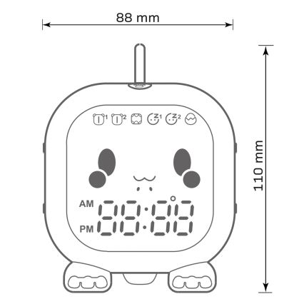 LED RGBW Aptumšojama bērnu nakts lampiņa ar modinātāju FILIP LED/1,5W/5V 1500 mAh