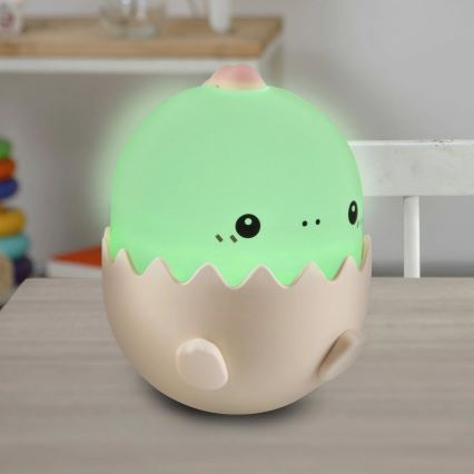 LED RGBW Aptumšojama bērnu skārienvadāma lampa BABY DINO LED/0,75W/5V USB 1200 mAh rozā