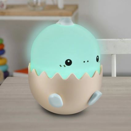 LED RGBW Aptumšojama bērnu skārienvadāma lampa BABY DINO LED/0,75W/5V USB 1200 mAh zila