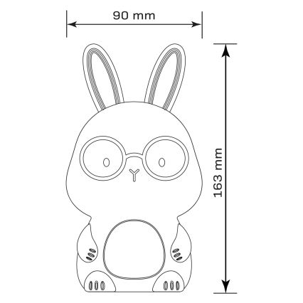 LED RGBW Aptumšojama bērnu skārienvadāma lampa FLORKA LED/1W/5V USB 1200 mAh zaķītis balta/pelēka