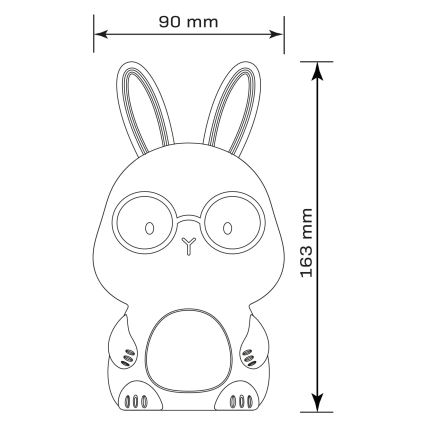LED RGBW Aptumšojama bērnu skārienvadāma lampa FLORKA LED/1W/5V USB 1200 mAh zaķītis balta/rozā