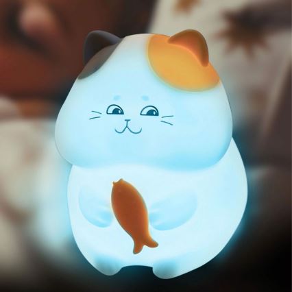 LED RGBW Aptumšojama bērnu skārienvadāma lampa GATTO LED/1W/3,7V 1200 mAh