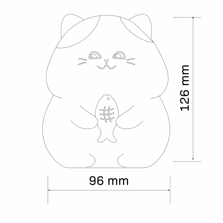 LED RGBW Aptumšojama bērnu skārienvadāma lampa GATTO LED/1W/3,7V 1200 mAh