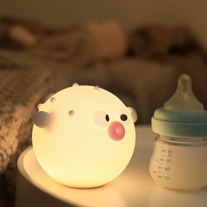 LED RGBW Aptumšojama bērnu skārienvadāma lampa HELI LED/1W/5V USB 1200 mAh zivs zila