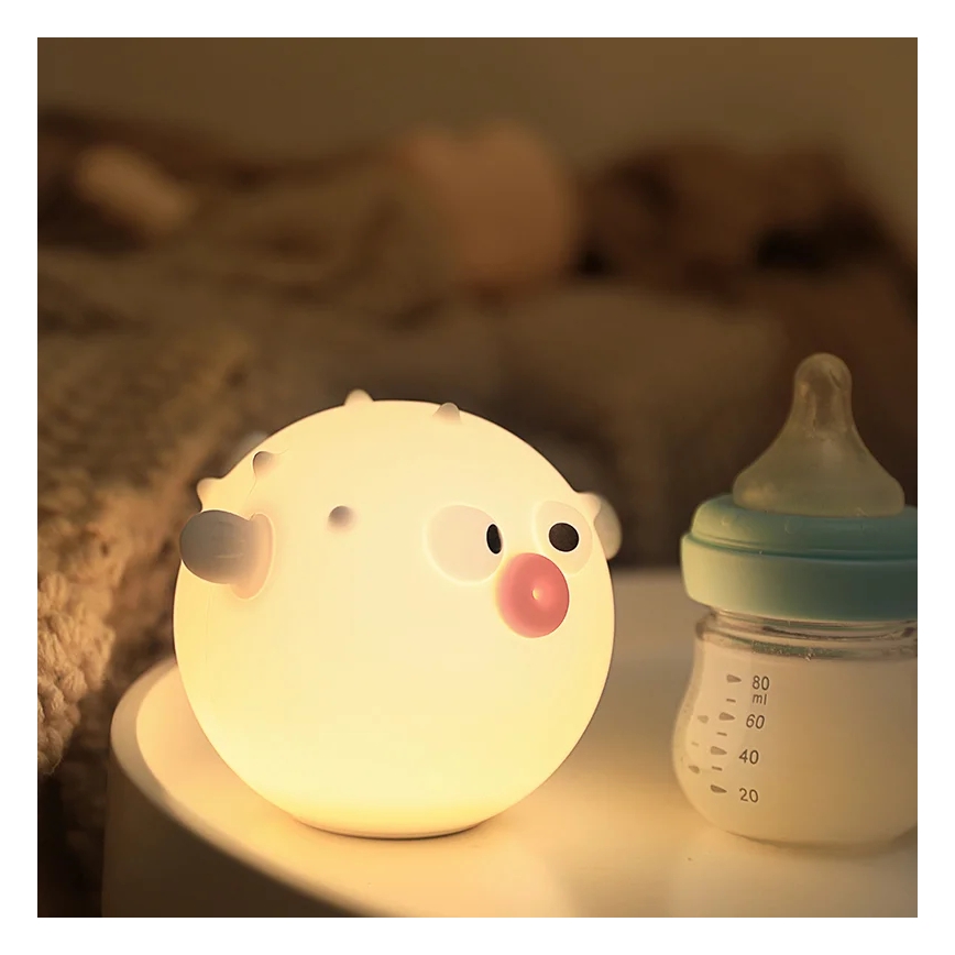 LED RGBW Aptumšojama bērnu skārienvadāma lampa HELI LED/1W/5V USB 1200 mAh zivs zila