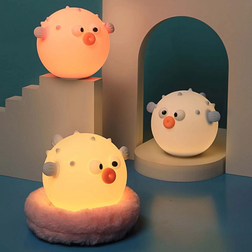 LED RGBW Aptumšojama bērnu skārienvadāma lampa HELI LED/1W/5V USB 1200 mAh zivs zila