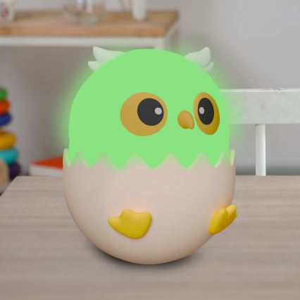 LED RGBW Aptumšojama bērnu skārienvadāma lampa OWL LED/1W/5V USB 1200 mAh pūce zila