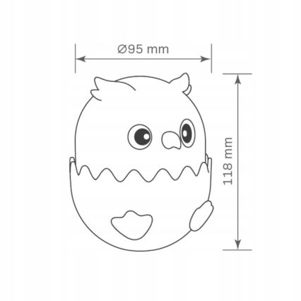 LED RGBW Aptumšojama bērnu skārienvadāma lampa OWL LED/1W/5V USB 1200 mAh pūce zila