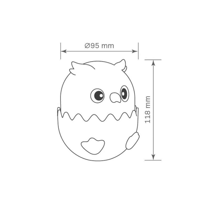 LED RGBW Aptumšojama bērnu skārienvadāma lampa OWL LED/1W/5V USB 1200 mAh pūce zila