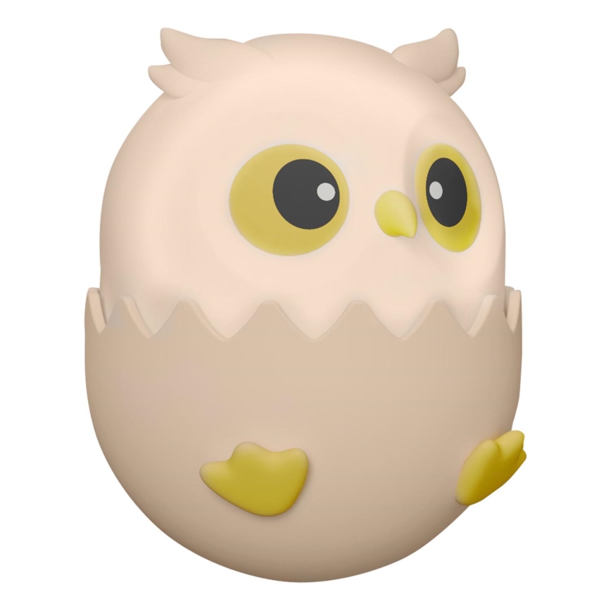 LED RGBW Aptumšojama bērnu skārienvadāma lampa OWL LED/1W/5V USB 1200 mAh pūce rozā