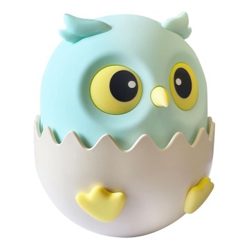 LED RGBW Aptumšojama bērnu skārienvadāma lampa OWL LED/1W/5V USB 1200 mAh pūce zila