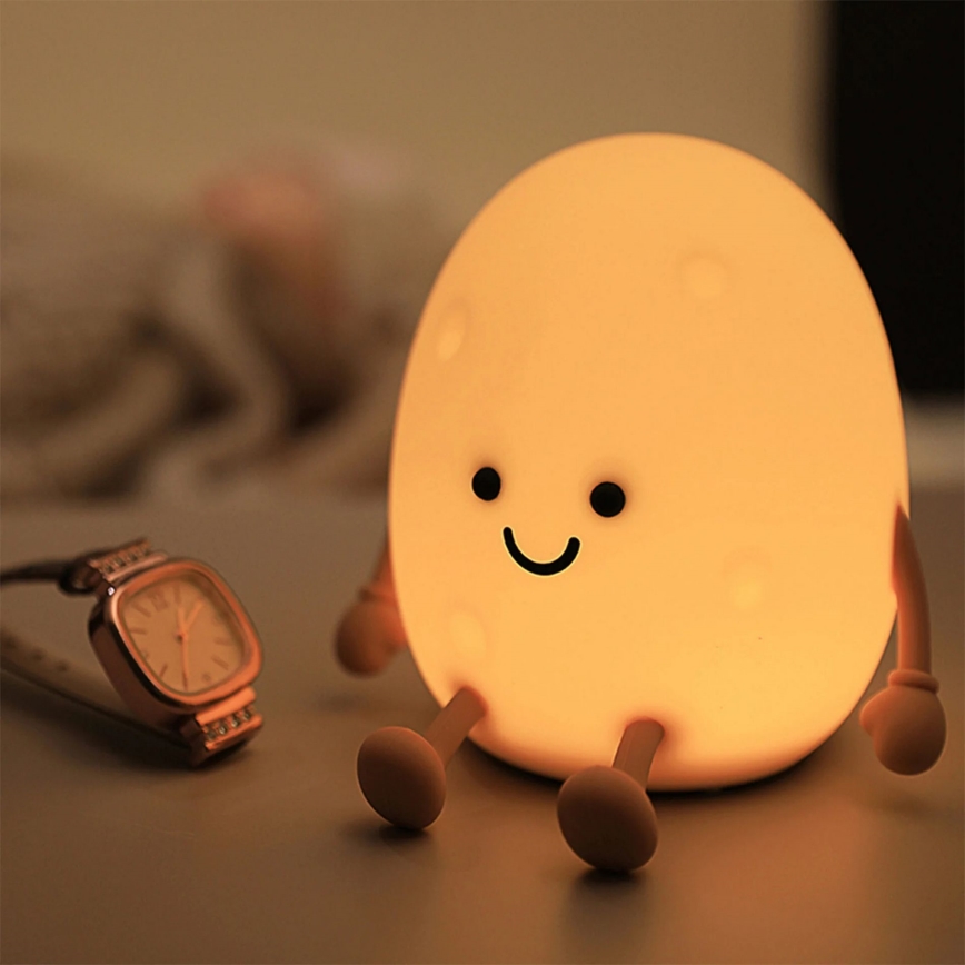 LED RGBW Aptumšojama bērnu skārienvadāma lampa POTATO LED/2W/5V USB 1200 mAh kartupelis