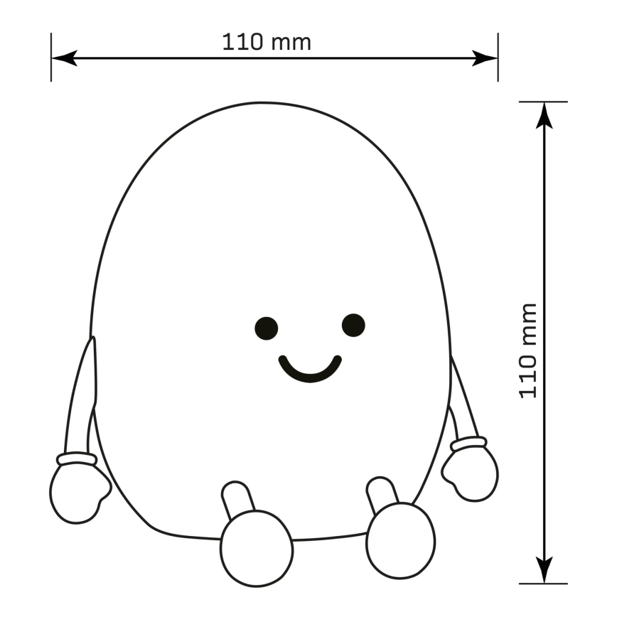 LED RGBW Aptumšojama bērnu skārienvadāma lampa POTATO LED/2W/5V USB 1200 mAh kartupelis