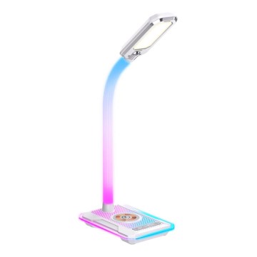 LED RGBW Aptumšojama galda lampa ar Qi lādētāju 30W/230V 3000K/4000K/5000K balta