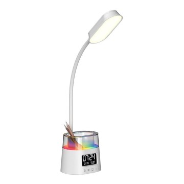 LED RGBW Aptumšojama galda lampa ar zīmuļu turētāju FALCON LED/10W/5V