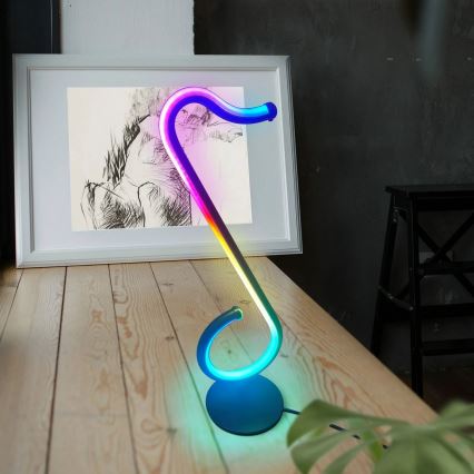 LED RGBW Aptumšojama galda lampa NUTKA LED/15W/5V melna + tālvadības pults