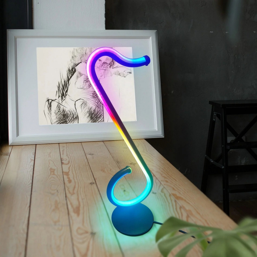 LED RGBW Aptumšojama galda lampa NUTKA LED/15W/5V melna + tālvadības pults