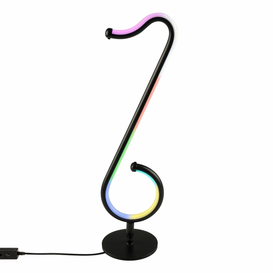 LED RGBW Aptumšojama galda lampa NUTKA LED/15W/5V melna + tālvadības pults
