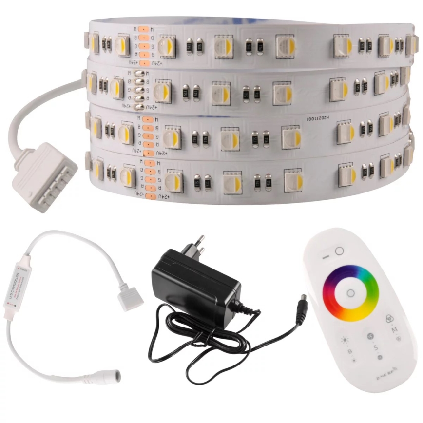 LED RGBW Aptumšojama josla 3m LED/22W/24/230V + tālvadības pults