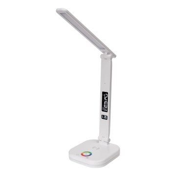 LED RGBW Aptumšojama skārienvadāma galda lampa ar bezvadu uzlādi, ekrāns un USB ports MAGNUS LED/6W/5V 3000-6500K balta