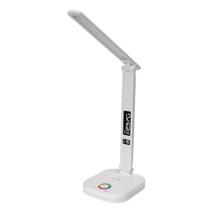 LED RGBW Aptumšojama skārienvadāma galda lampa ar bezvadu uzlādi, ekrāns un USB ports MAGNUS LED/6W/5V 3000-6500K balta