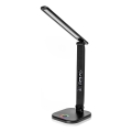 LED RGBW Aptumšojama skārienvadāma galda lampa ar bezvadu uzlādi, LCD ekrāns un USB ports MAGNUS LED/6W/5V 3000-6500K melna