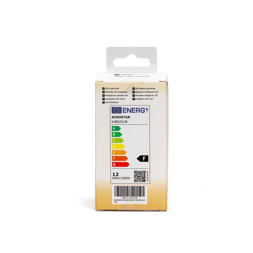 LED RGBW Aptumšojama spuldze A60 E27/12W/230V 2700-6500K Wi-Fi - Aigostar