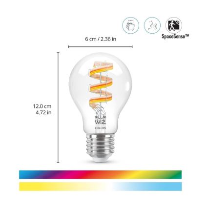 LED RGBW Aptumšojama spuldze A60 E27/6,3W/230V 2200-6500K Wi-Fi - WiZ