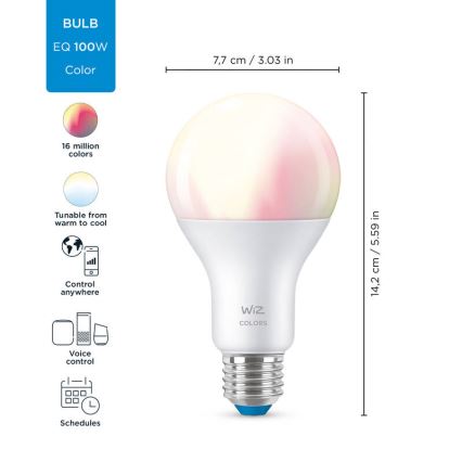 LED RGBW Aptumšojama spuldze A67 E27/13W/230V 2200-6500K CRI 90 Wi-Fi -WiZ