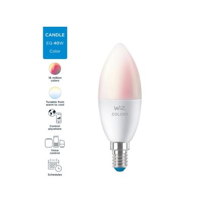 LED RGBW Aptumšojama spuldze C37 E14/4,9W/230V 2200-6500K CRI 90 Wi-Fi -WiZ