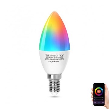 LED RGBW Aptumšojama spuldze C37 E14/5W/230V 3000-6500K Wi-Fi - Aigostar