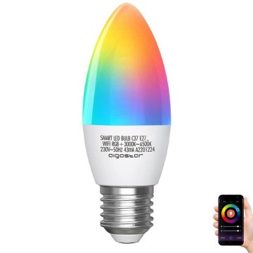 LED RGBW Aptumšojama spuldze C37 E27/5W/230V 3000-6500K Wi-Fi - Aigostar