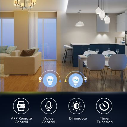 LED RGBW Aptumšojama spuldze C37 E27/5W/230V 3000-6500K Wi-Fi - Aigostar