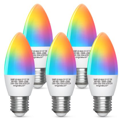 LED RGBW Aptumšojama spuldze C37 E27/5W/230V 3000-6500K Wi-Fi - Aigostar