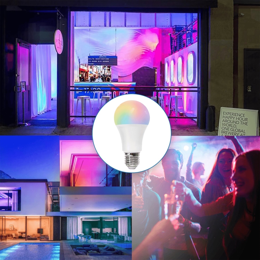 LED RGBW Aptumšojama spuldze E27/8W/230V 3000K + tālvadības pults - Aigostar