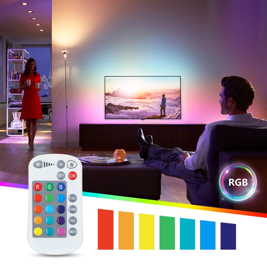 LED RGBW Aptumšojama spuldze E27/8W/230V 3000K + tālvadības pults - Aigostar