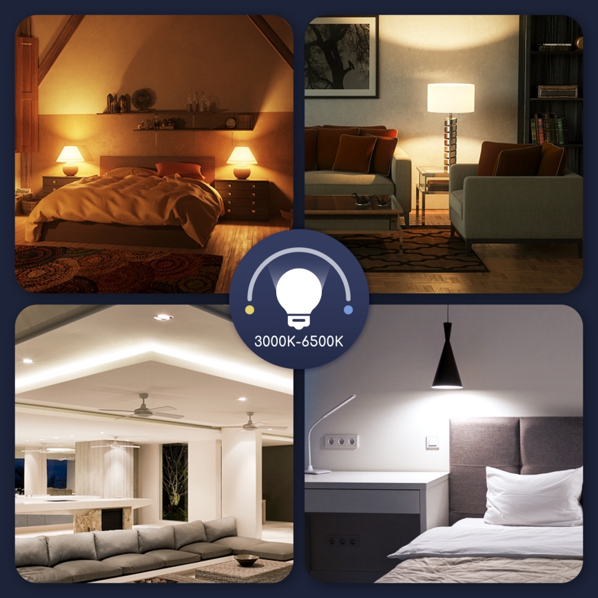 LED RGBW Aptumšojama spuldze G45 E14/7W/230V 3000-6500K Wi-Fi - Aigostar