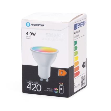 LED RGBW Aptumšojama spuldze GU10/4,9W/230V 2700-6500K Wi-Fi - Aigostar