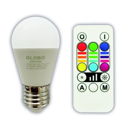 LED RGBW Aptumšojama spuldze E27/6W/230V 3000K + tālvadības pults - Globo