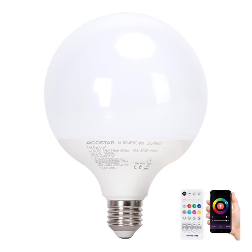 LED RGBW Aptumšojama spuldze MESH G120 E27/4,9W/230V 2700-6500K + tālvadības pults - Aigostar