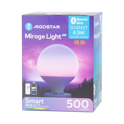 LED RGBW Aptumšojama spuldze MESH G120 E27/4,9W/230V 2700-6500K + tālvadības pults - Aigostar