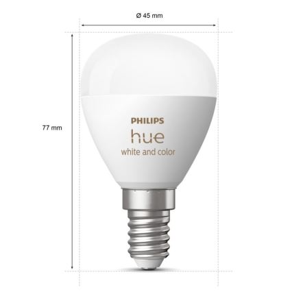 LED RGBW Aptumšojama spuldze Philips Hue White And Color Ambiance P45 E14/5,1W/230V 2000-6500K