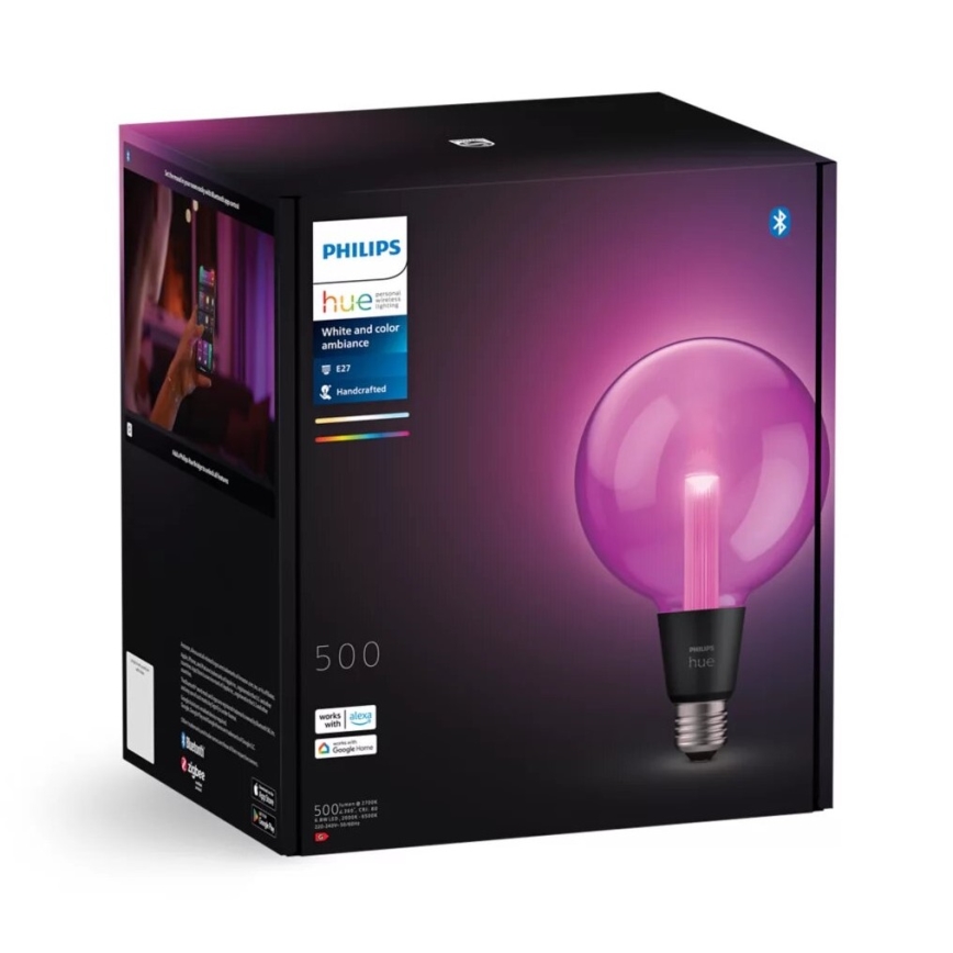 LED RGBW Aptumšojama spuldze Philips Hue White And Color Ambiance G125 E27/6,8W/230V 2000-6500K