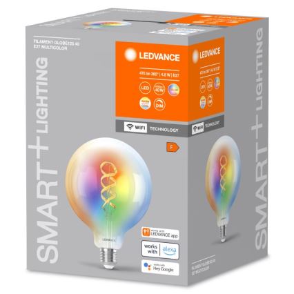 LED RGBW Aptumšojama spuldze SMART+ FILAMENT E27/4,8W/230V 2700-6500K Wi-Fi - Ledvance