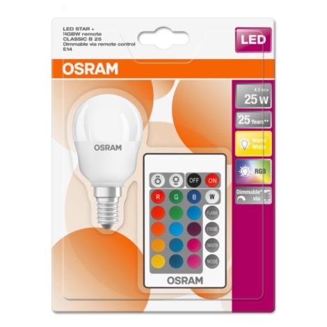 LED RGBW Aptumšojama spuldze STAR E14/4,5W/230V 2700K + TP - Osram