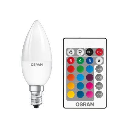 LED RGBW Aptumšojama spuldze STAR E14/4,5W/230V 2700K + tālvadības pults – Osram