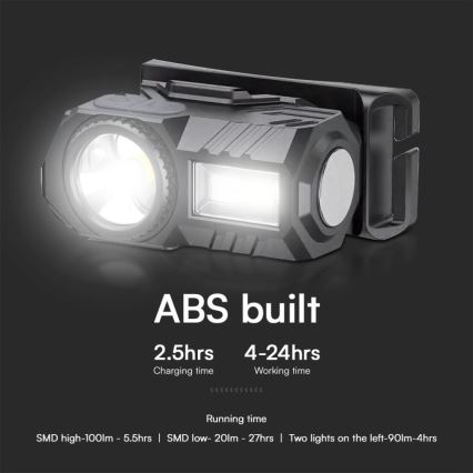 LED RGBW Aptumšojama uzlādējams galvas lampa USB LED/3W/5V IP43 190 spīdīgs 24 h 750 mAh