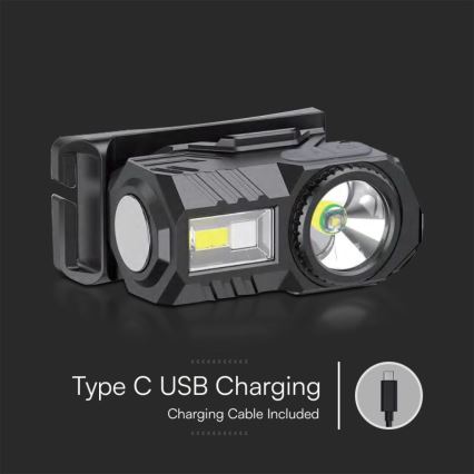LED RGBW Aptumšojama uzlādējams galvas lampa USB LED/3W/5V IP43 190 spīdīgs 24 h 750 mAh