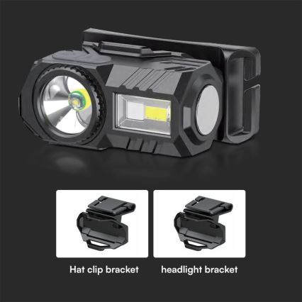 LED RGBW Aptumšojama uzlādējams galvas lampa USB LED/3W/5V IP43 190 spīdīgs 24 h 750 mAh
