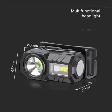 LED RGBW Aptumšojama uzlādējams galvas lampa USB LED/3W/5V IP43 190 spīdīgs 24 h 750 mAh